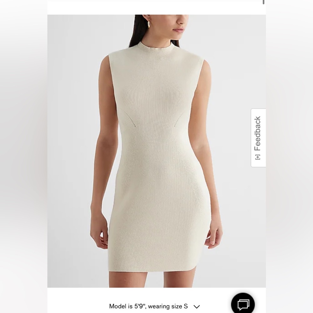 RIBBED MOCK NECK SLEEVELESS MINI SWEATER DRESS